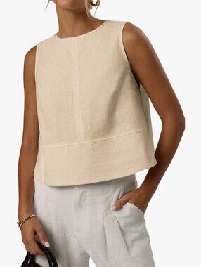 Mina Self 2025 Womens Linen Crop Tank
